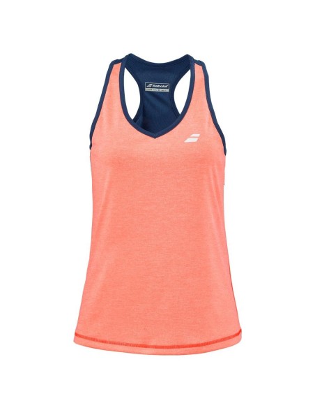 Camiseta Babolat Play Naranja Azul Mujer | Ofertas de pádel